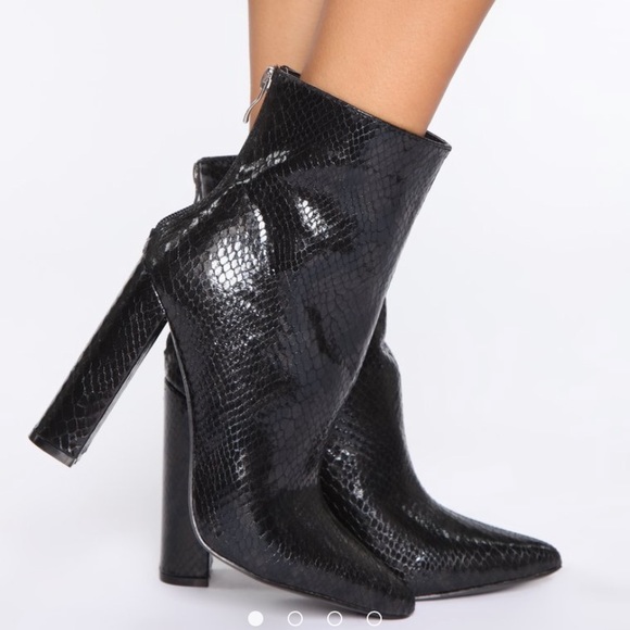 Fashion Nova Shoes - Black snake skin boots